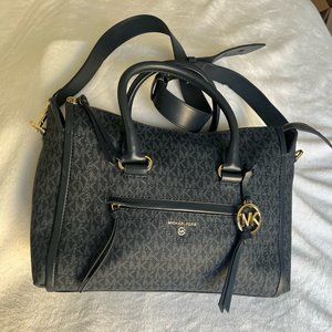 MICHAEL KORS Carine Medium Pebbled Leather Satchel DENIM BLUE